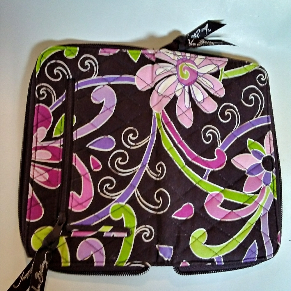 Vera Bradley Zip Close Wallet 5x8" Brwn/Lilac Y2K EUC